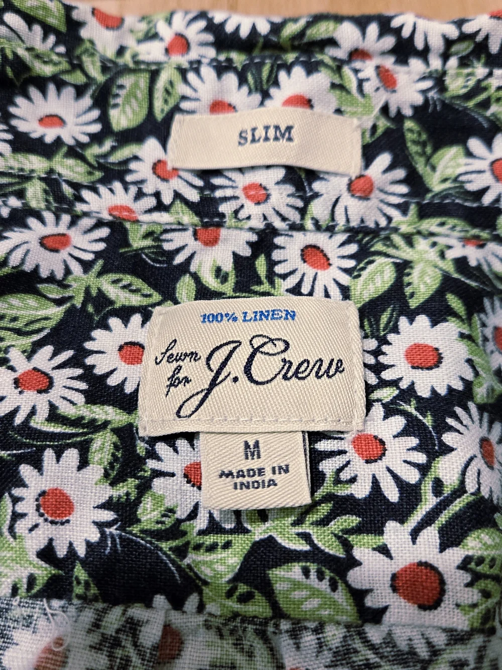 J. Crew Daisy Floral Print Short Sleeve Linen Shirt Men's Slim M